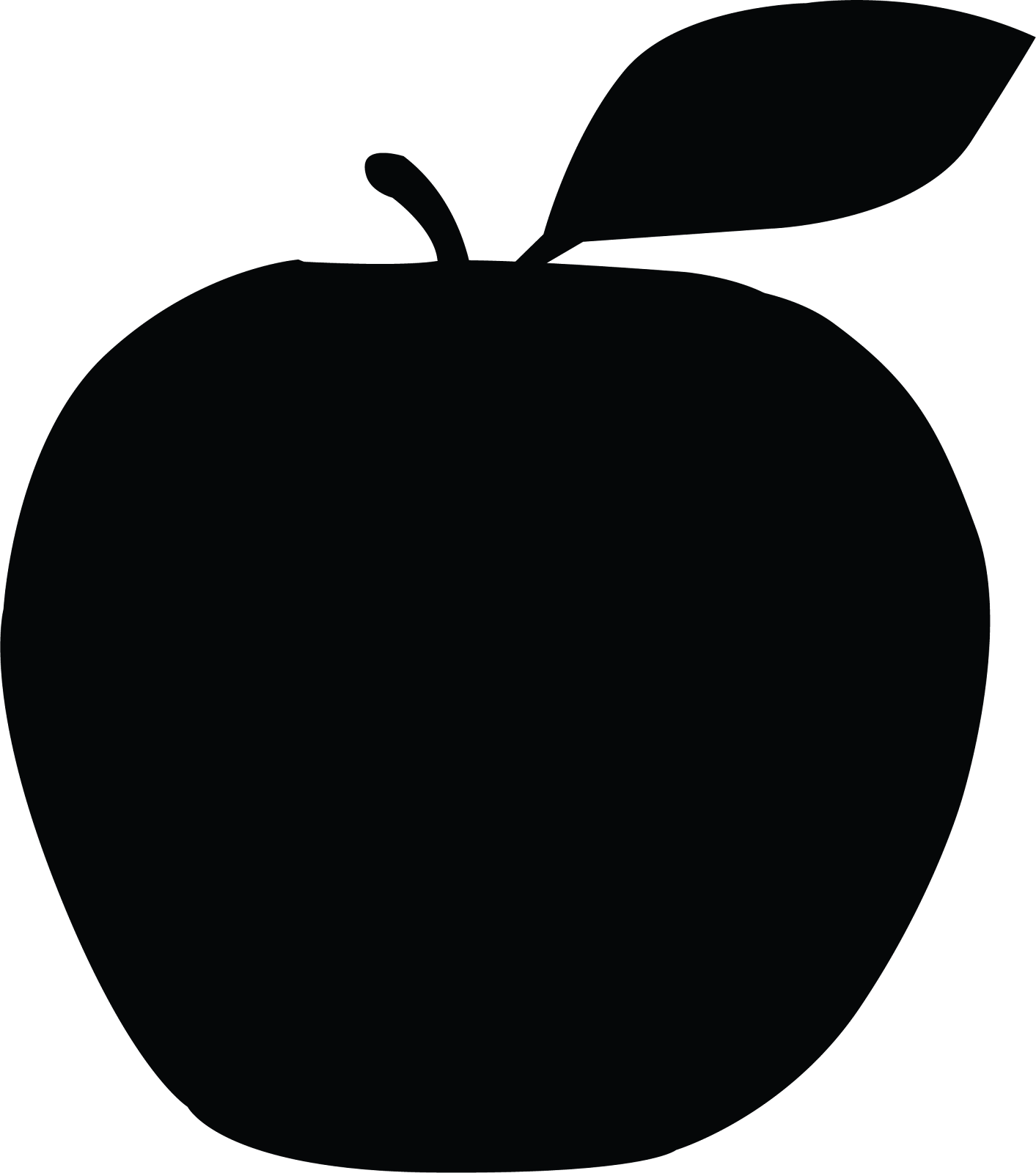 drawing of a black silhouette of an apple